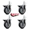 Service Caster 5'' Thermo Rubber Swivel 7/16'' Grip Ring Stem Caster Set with Brake, 4PK SCC-GR20S514-TPRB-PLB-716138-4 - alternate 4